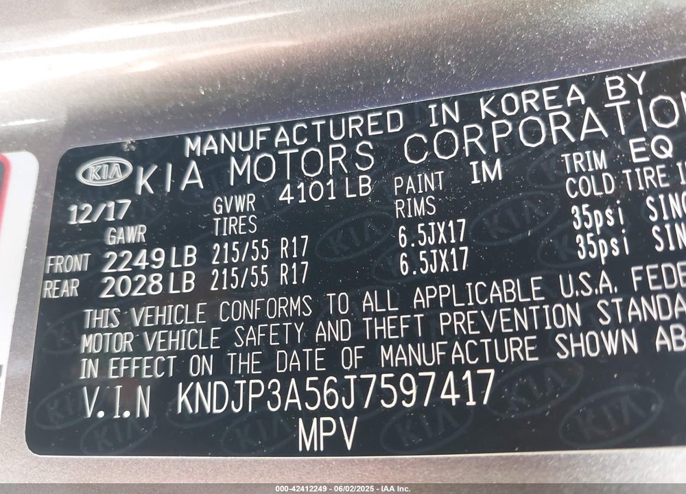 2018 KIA SOUL VIN: KNDJP3A56J7597417