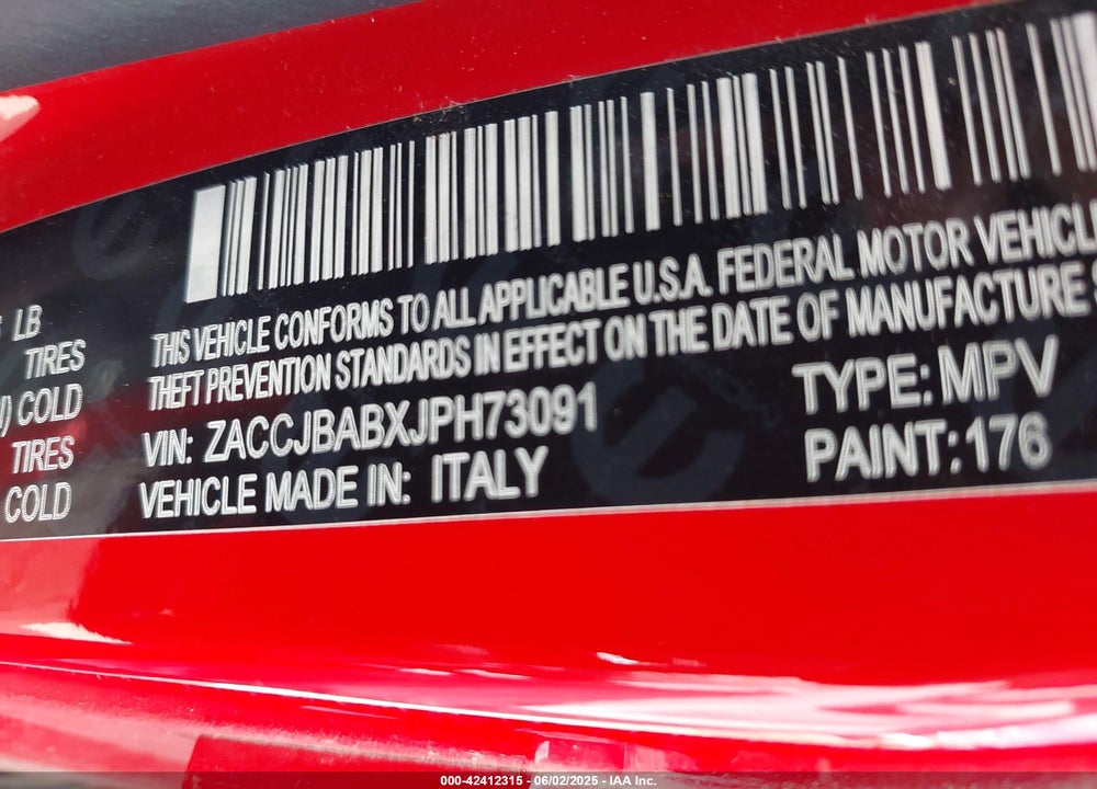 2018 JEEP RENEGADE UPLAND EDITION 4X4 VIN: ZACCJBABXJPH73091