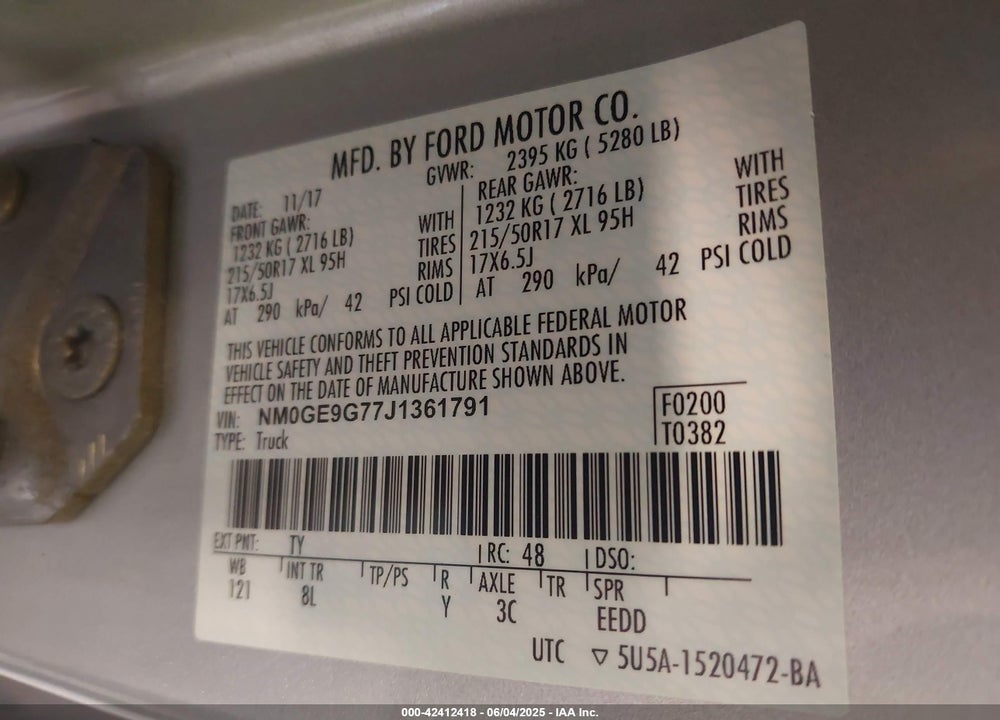 2018 FORD TRANSIT CONNECT VIN: NM0GE9G77J1361791