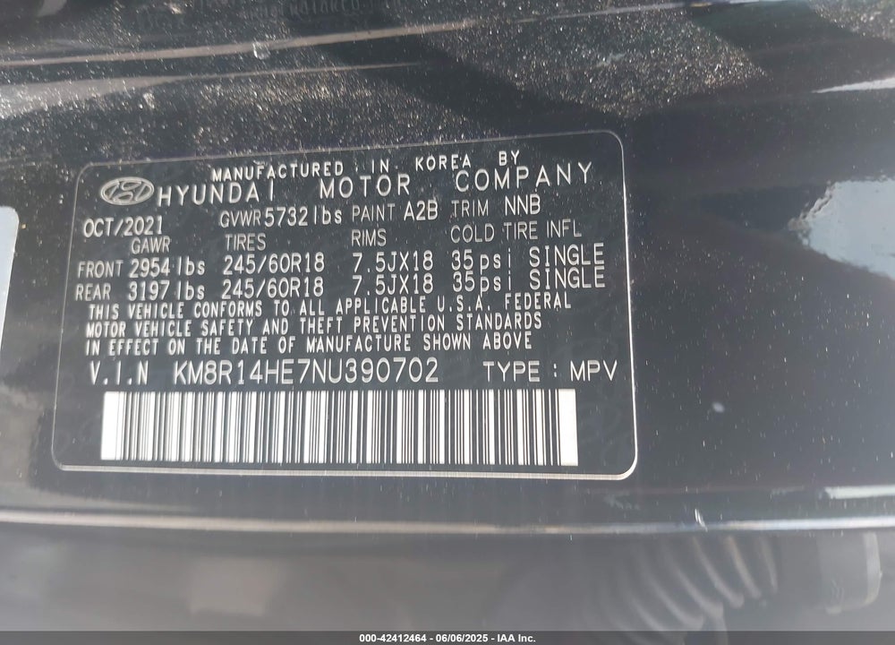 2022 HYUNDAI PALISADE VIN: KM8R14HE7NU390702