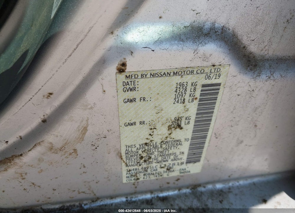 2020 NISSAN ALTIMA VIN: 1N4BL4BV5LC112818
