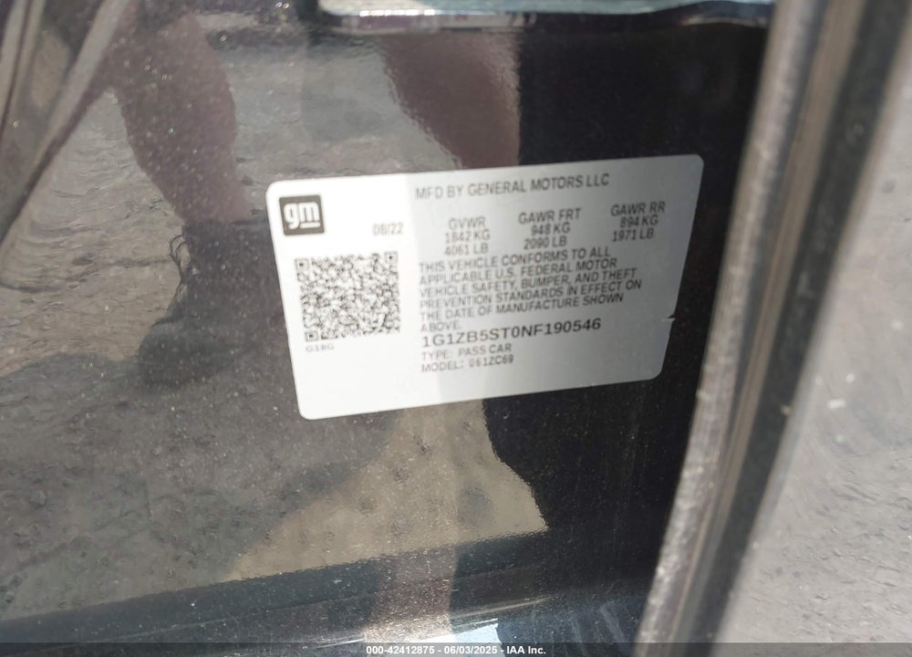 2022 CHEVROLET MALIBU FWD LS VIN: 1G1ZB5ST0NF190546
