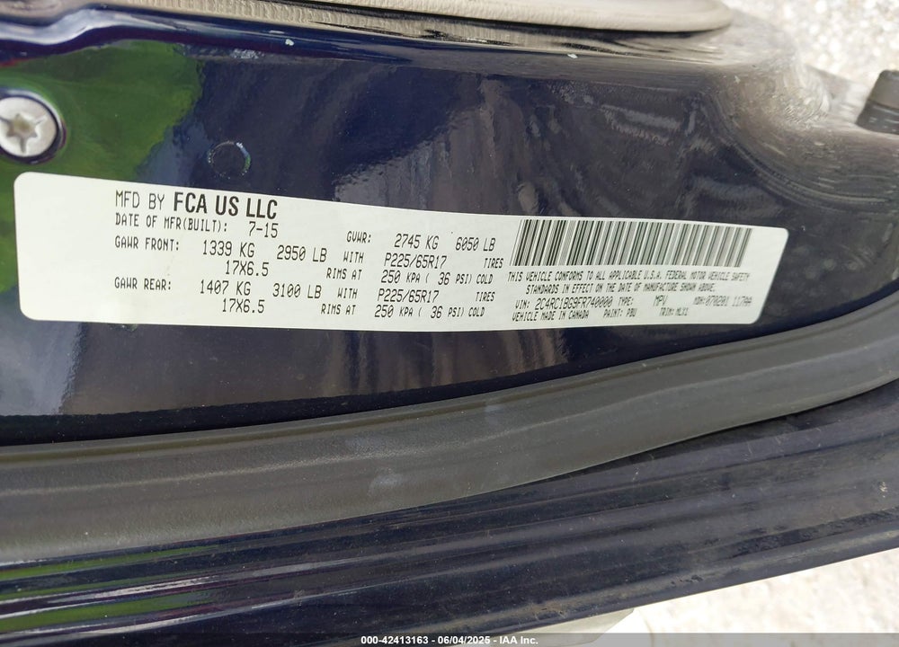 2015 CHRYSLER TOWN & COUNTRY TOURING VIN: 2C4RC1BG9FR740000