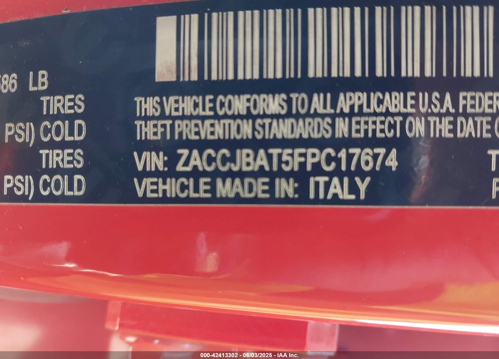 2015 JEEP RENEGADE VIN: ZACCJBAT5FPC17674