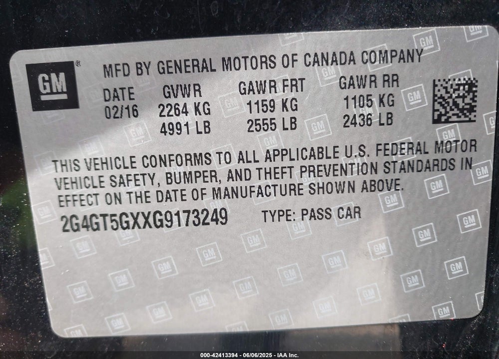 2016 BUICK REGAL TURBO PREMIUM II VIN: 2G4GT5GXXG9173249