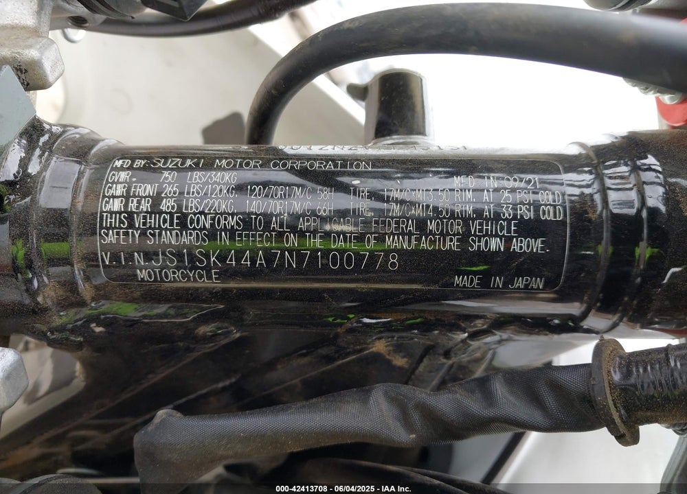 2022 SUZUKI DR-Z400 SM VIN: JS1SK44A7N7100778