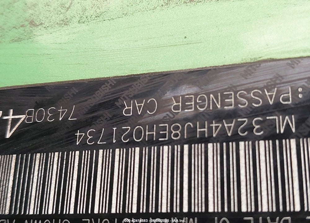 2014 MITSUBISHI MIRAGE ES VIN: ML32A4HJ8EH021734