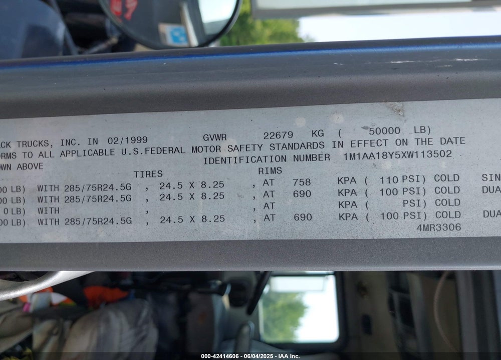 1999 MACK 600 CH600 VIN: 1M1AA18Y5XW113502