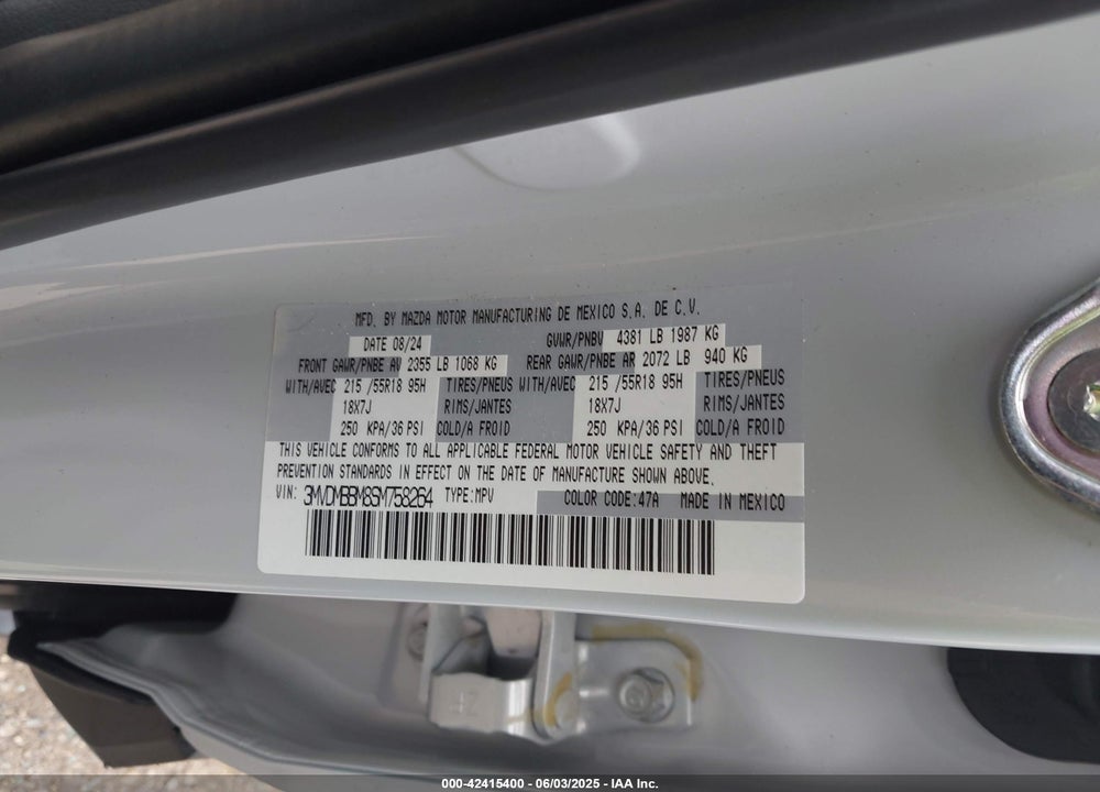 2025 MAZDA CX-30 VIN: 3MVDMBBM8SM758264