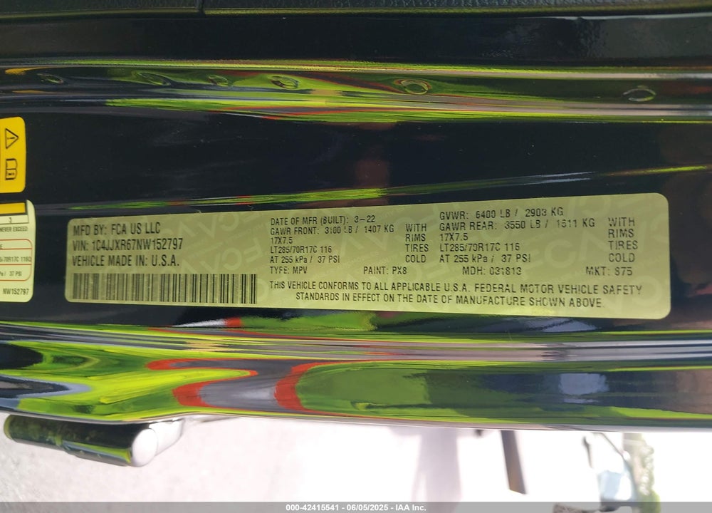 2022 JEEP WRANGLER 4XE VIN: 1C4JJXR67NW152797