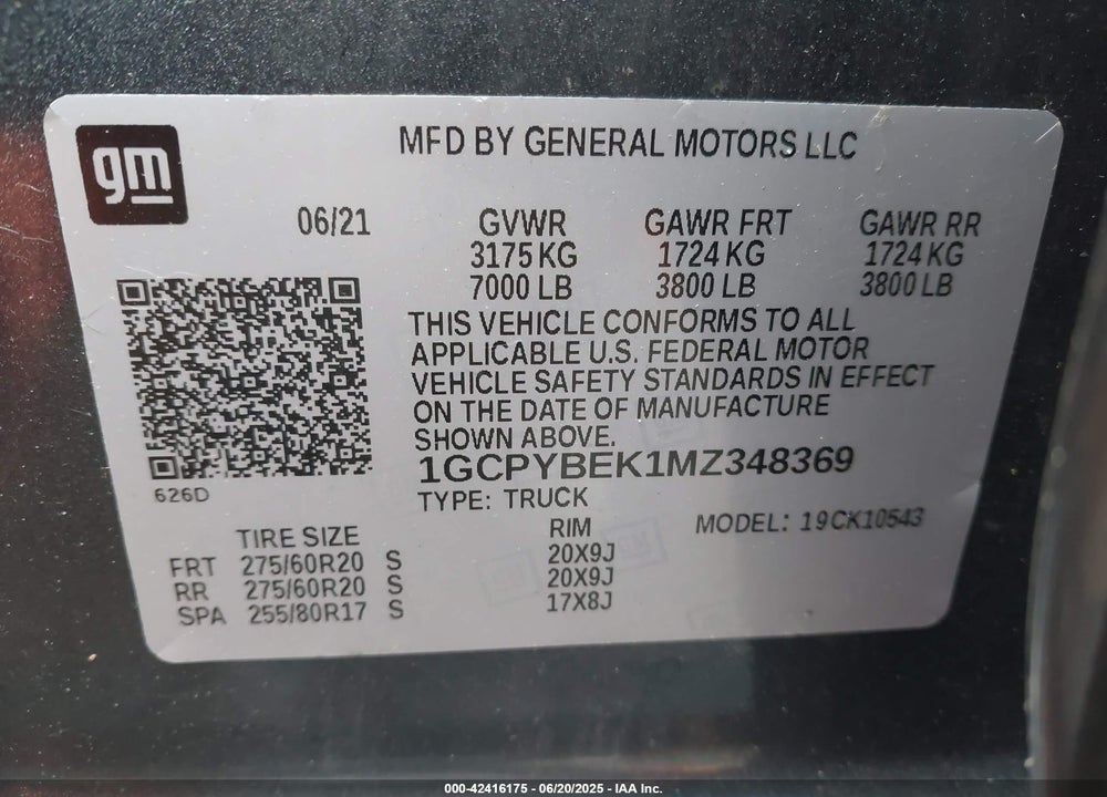 2021 CHEVROLET SILVERADO 1500 VIN: 1GCPYBEK1MZ348369