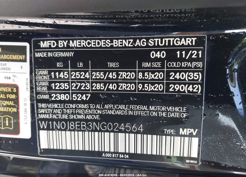 2022 MERCEDES-BENZ GLC COUPE VIN: W1N0J8EB3NG024564