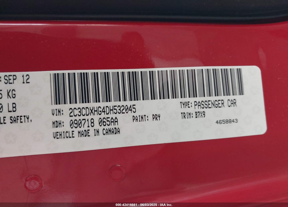 2013 DODGE CHARGER SXT VIN: 2C3CDXHG4DH532045