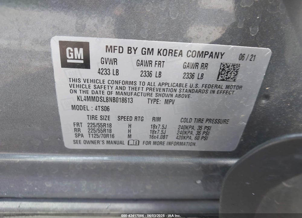 2022 BUICK ENCORE GX FWD SELECT VIN: KL4MMDSL8NB018613