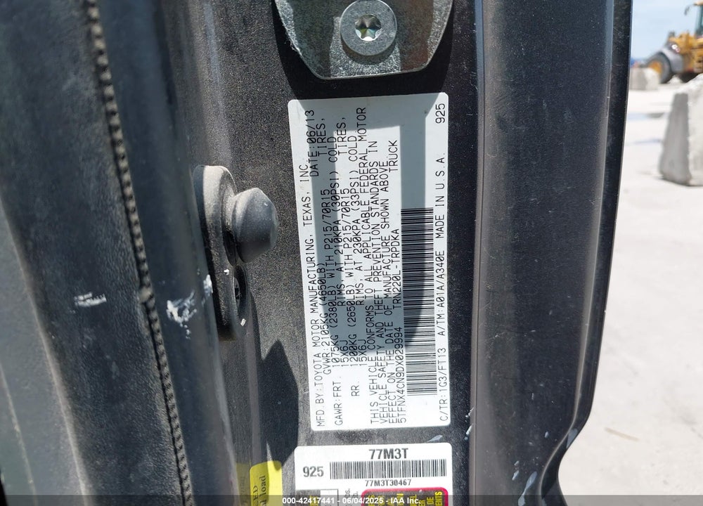2013 TOYOTA TACOMA VIN: 5TFNX4CN9DX029994