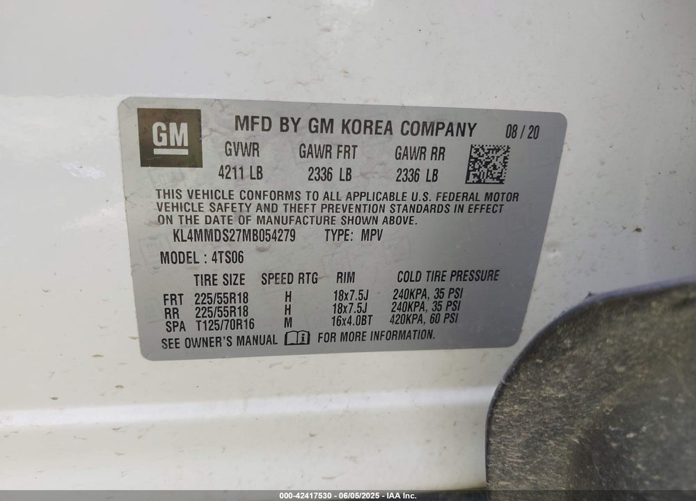 2021 BUICK ENCORE GX VIN: KL4MMDS27MB054279