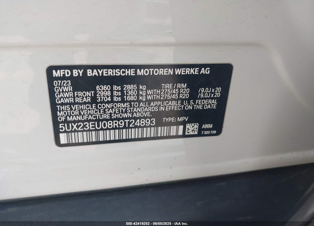 2024 BMW X5 VIN: 5UX23EU08R9T24893