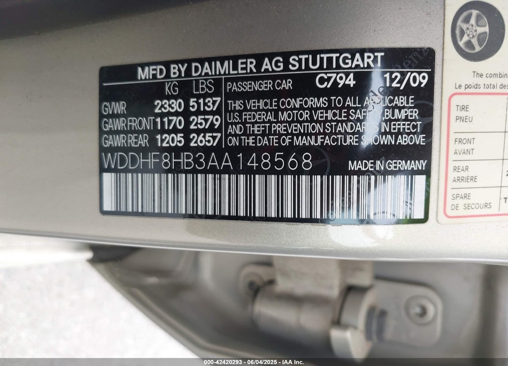 2010 MERCEDES-BENZ E 350 4MATIC VIN: WDDHF8HB3AA148568