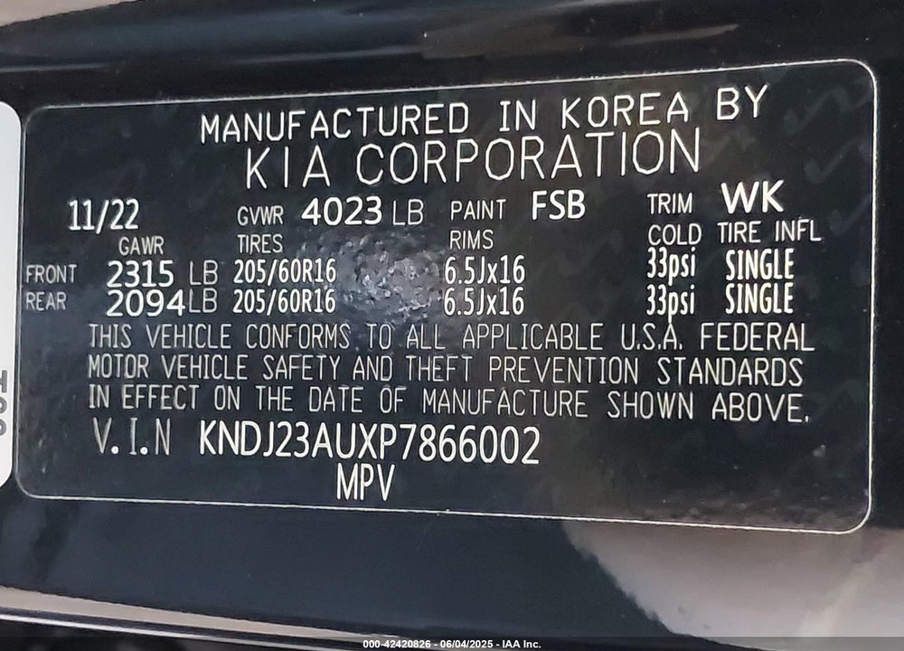 2023 KIA SOUL VIN: KNDJ23AUXP7866002