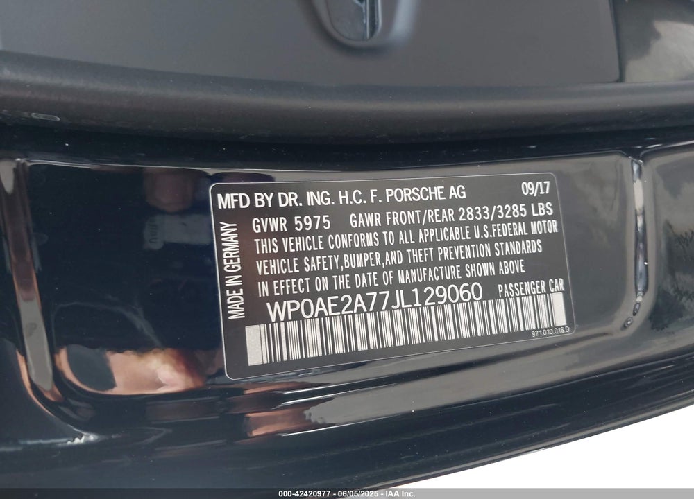 2018 PORSCHE PANAMERA E-HYBRID 4 VIN: WP0AE2A77JL129060