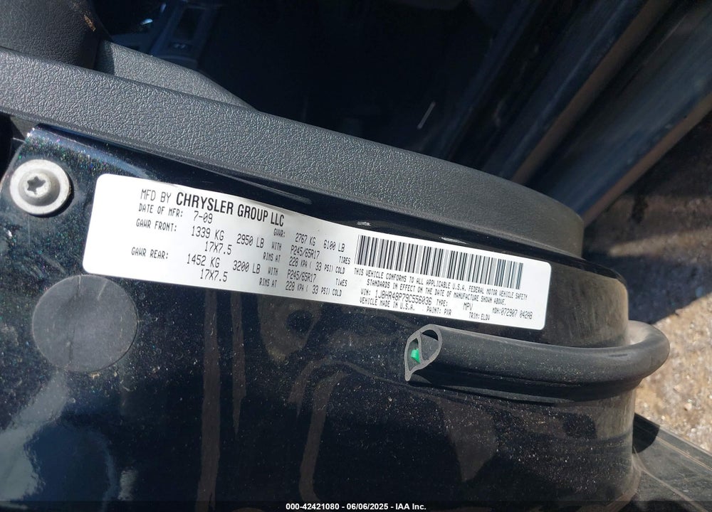 2009 JEEP GRAND CHEROKEE VIN: 1J8HR48P79C556036