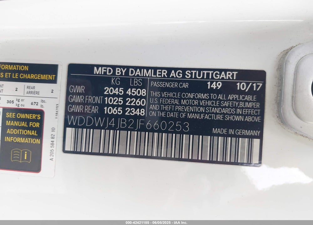 2018 MERCEDES-BENZ C 300 VIN: WDDWJ4JB2JF660253
