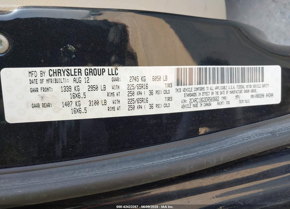 2013 CHRYSLER TOWN & COUNTRY TOURING VIN: 2C4RC1BG3DR503662