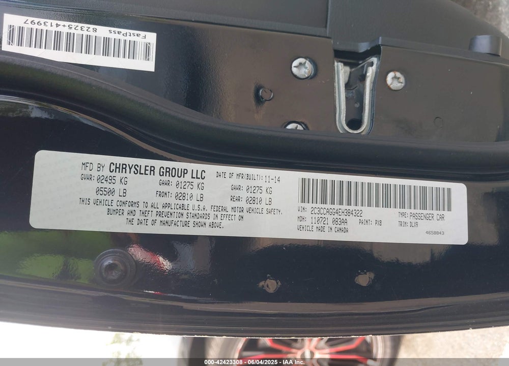 2014 CHRYSLER 300 VIN: 2C3CCAGG4EH384322