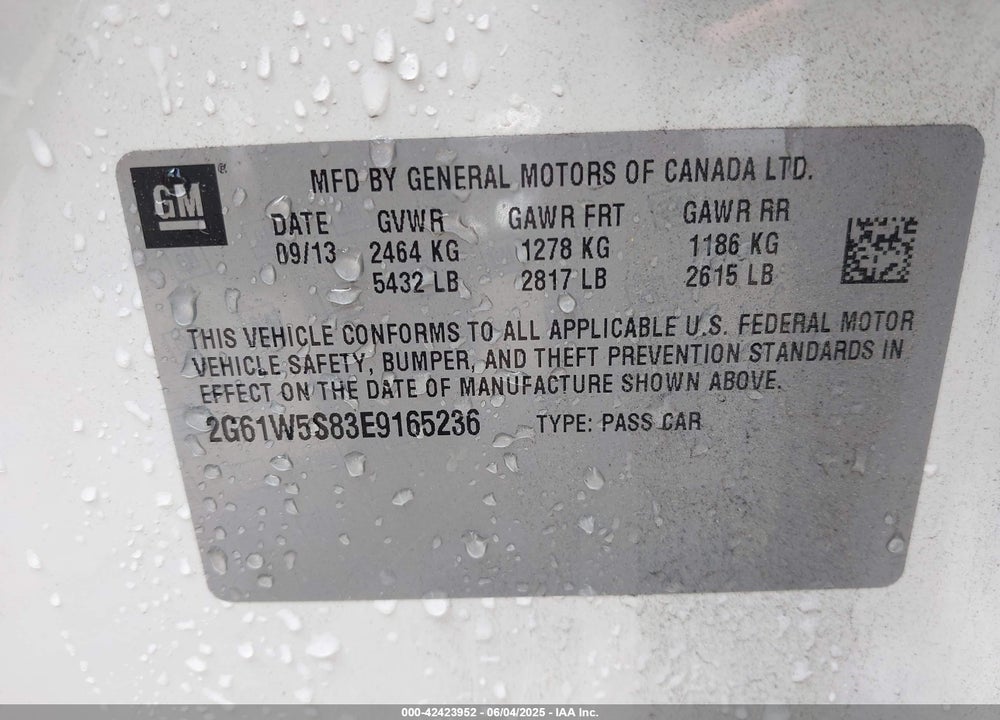 2014 CADILLAC XTS VSPORT PLATINUM VIN: 2G61W5S83E9165236