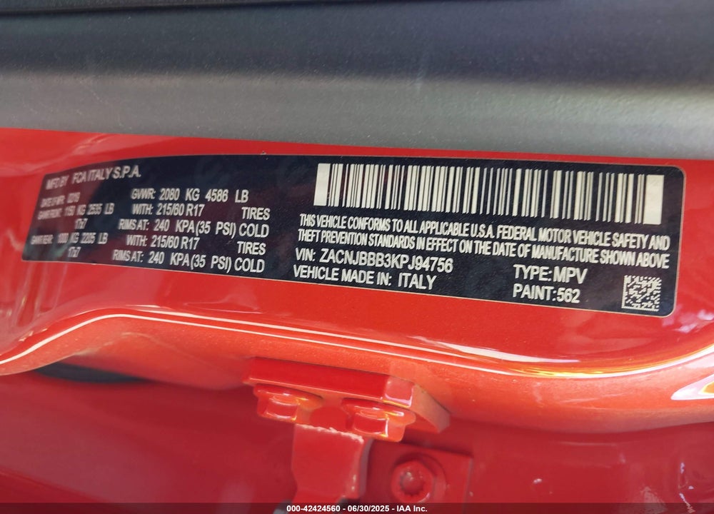 2019 JEEP RENEGADE VIN: ZACNJBBB3KPJ94756