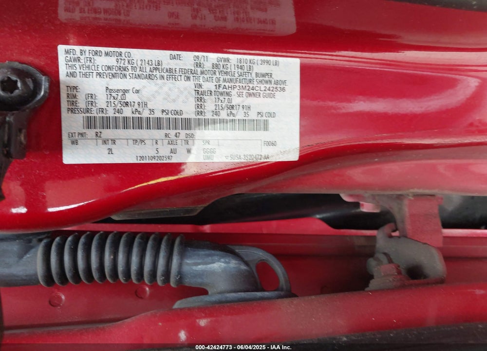 2012 FORD FOCUS SEL VIN: 1FAHP3M24CL242536