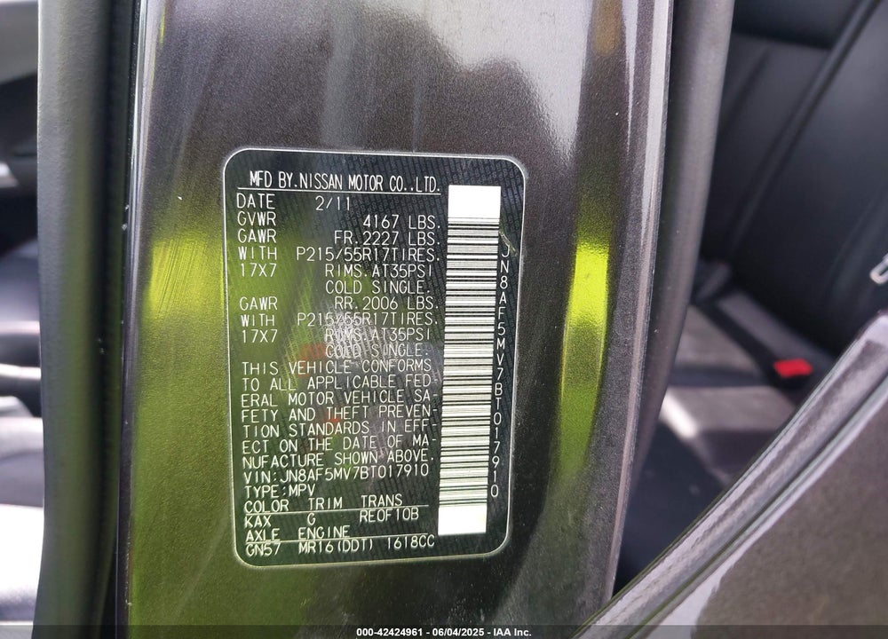 2011 NISSAN JUKE SL VIN: JN8AF5MV7BT017910