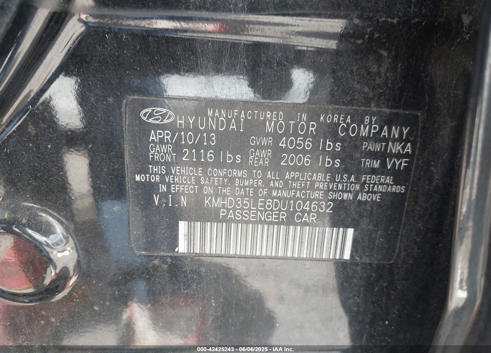 2013 HYUNDAI ELANTRA GT VIN: KMHD35LE8DU104632