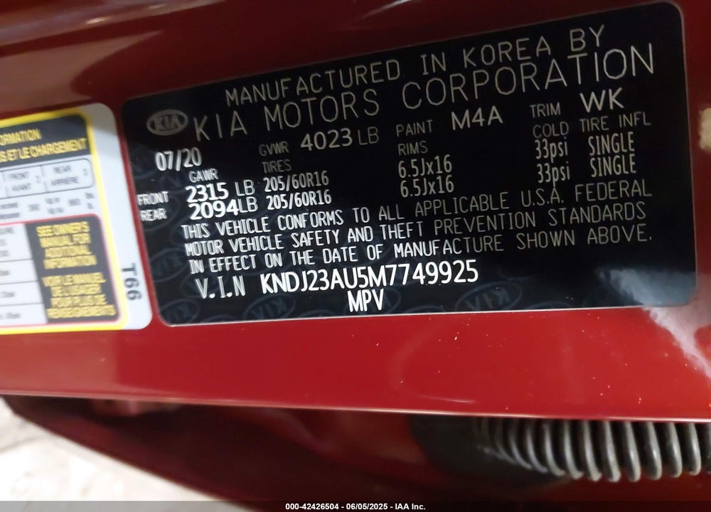 2021 KIA SOUL VIN: KNDJ23AU5M7749925