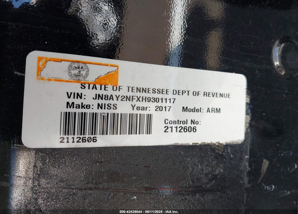 2017 NISSAN ARMADA VIN: JN8AY2NFXH9301117