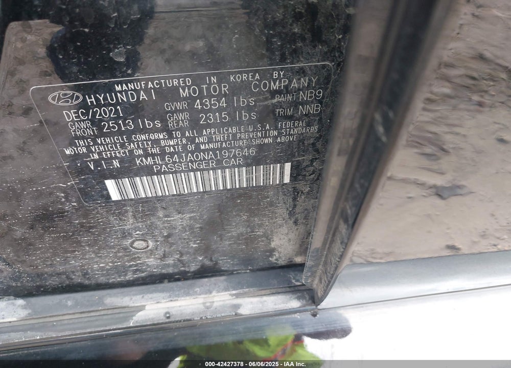 2022 HYUNDAI SONATA VIN: KMHL64JA0NA197646
