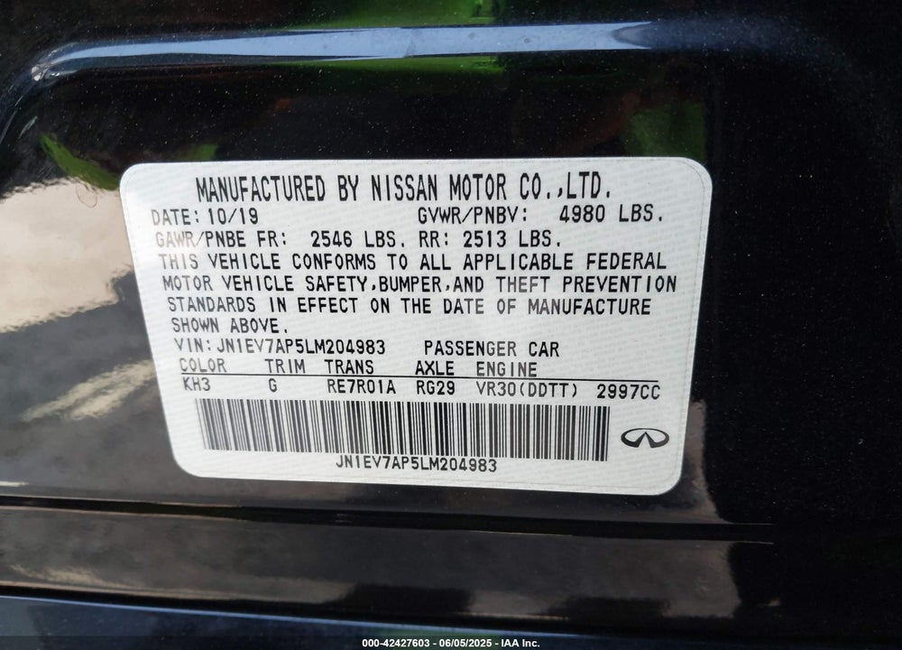 2020 INFINITI Q50 VIN: JN1EV7AP5LM204983