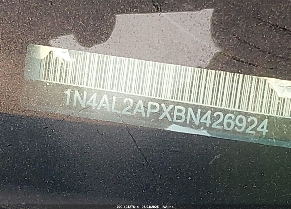 2011 NISSAN ALTIMA VIN: 1N4AL2APXBN426924