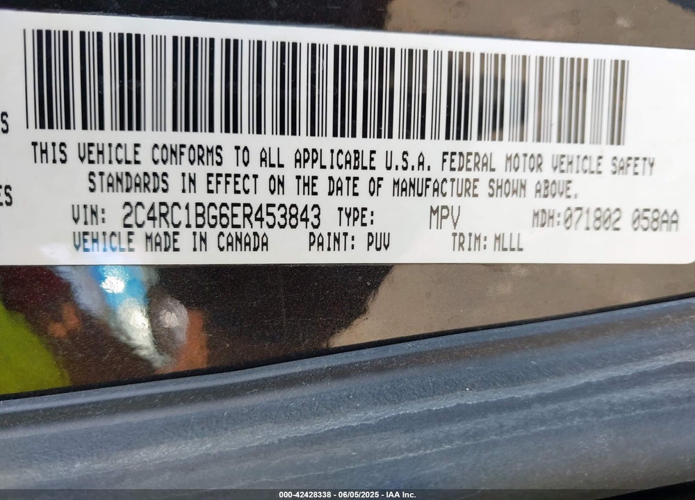 2014 CHRYSLER TOWN & COUNTRY TOURING VIN: 2C4RC1BG6ER453843