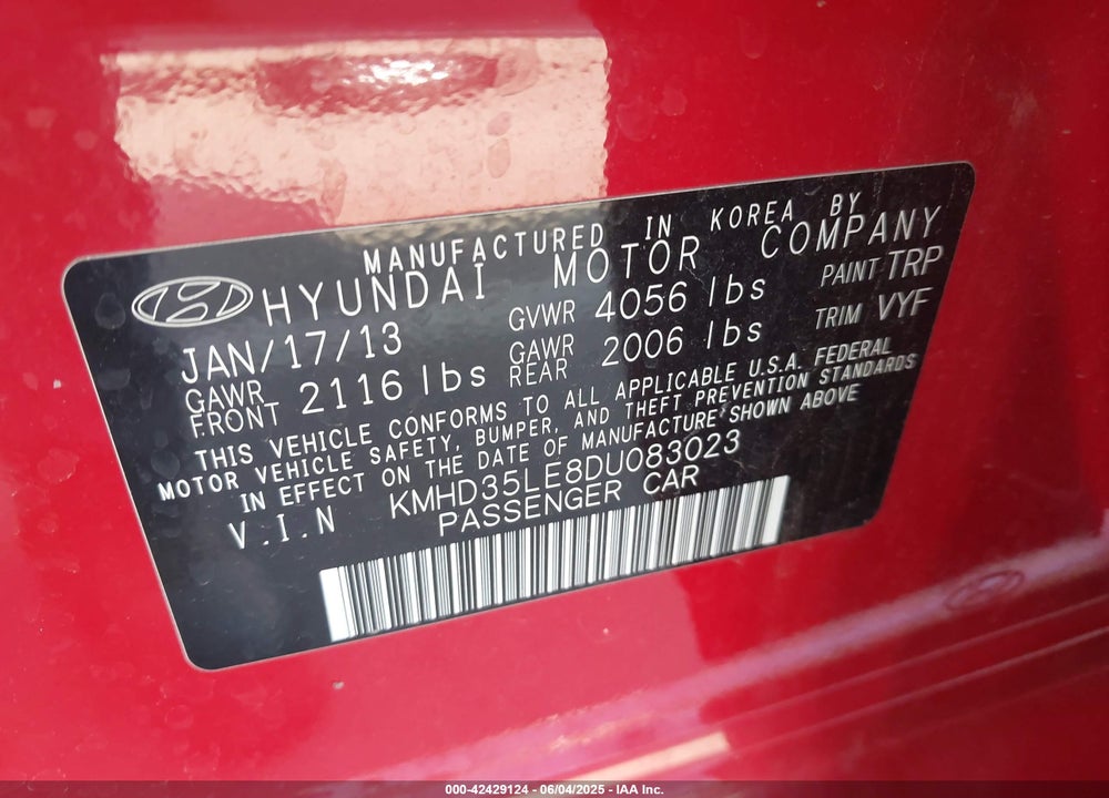 2013 HYUNDAI ELANTRA GT VIN: KMHD35LE8DU083023