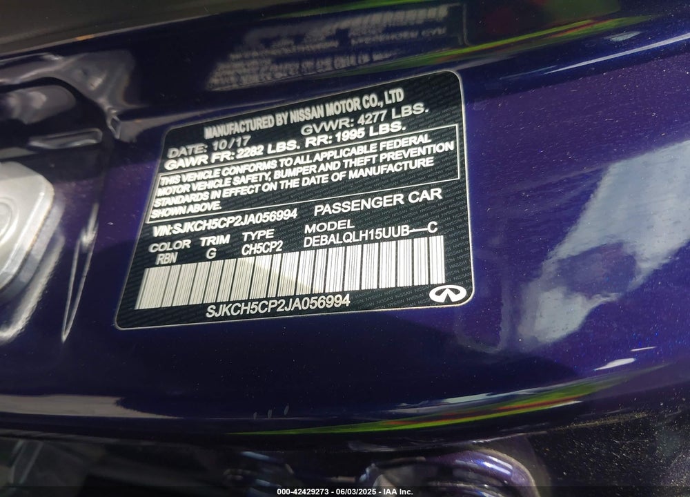 2018 INFINITI QX30 VIN: SJKCH5CP2JA056994