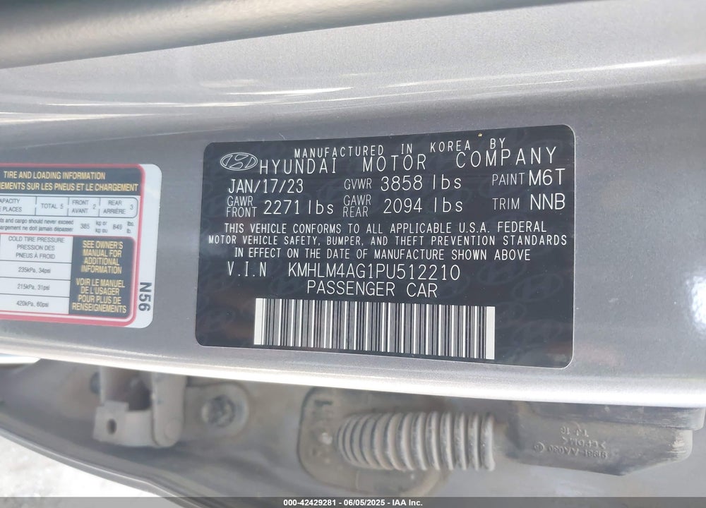 2023 HYUNDAI ELANTRA VIN: KMHLM4AG1PU512210