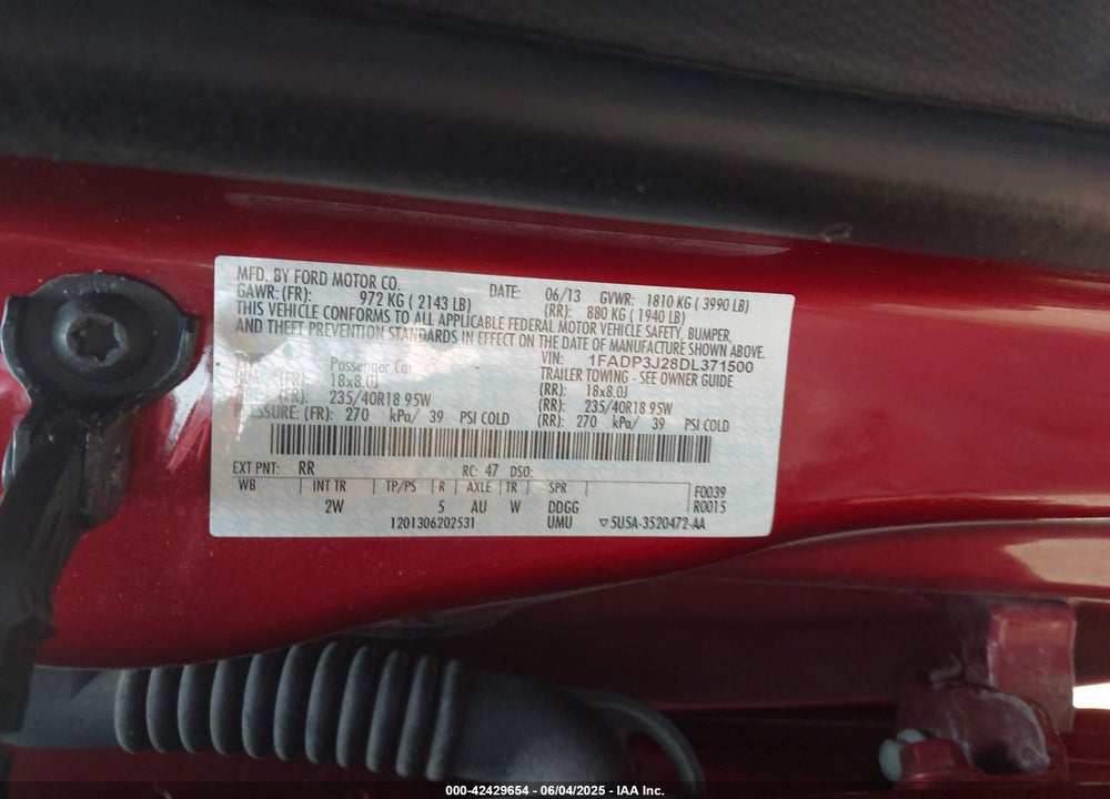 2013 FORD FOCUS VIN: 1FADP3J28DL371500
