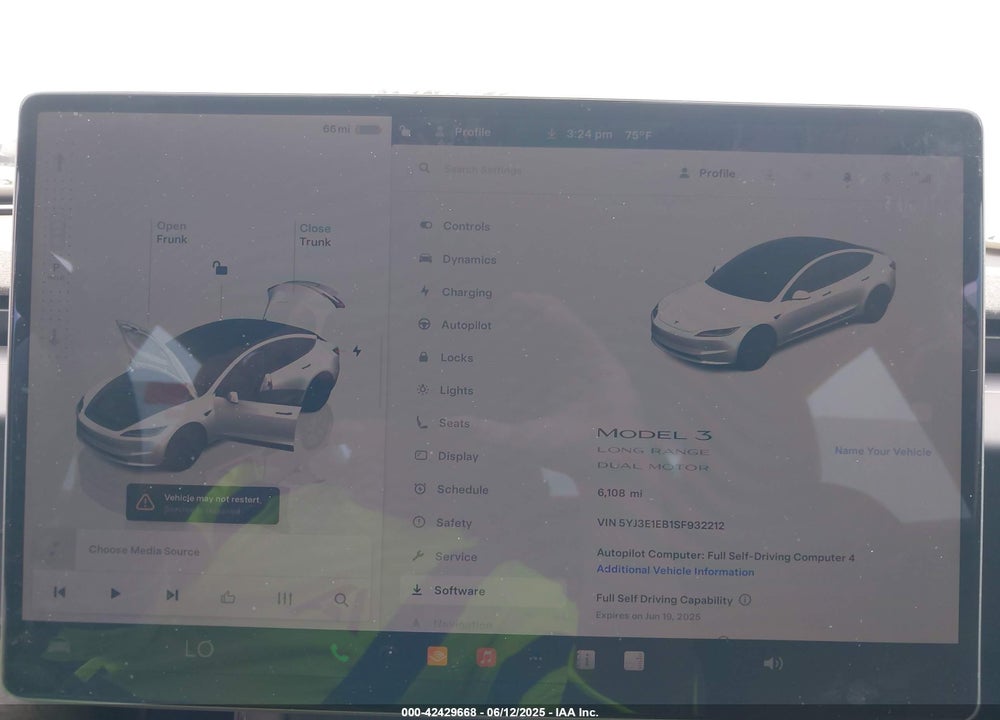 2025 TESLA MODEL 3 VIN: 5YJ3E1EB1SF932212