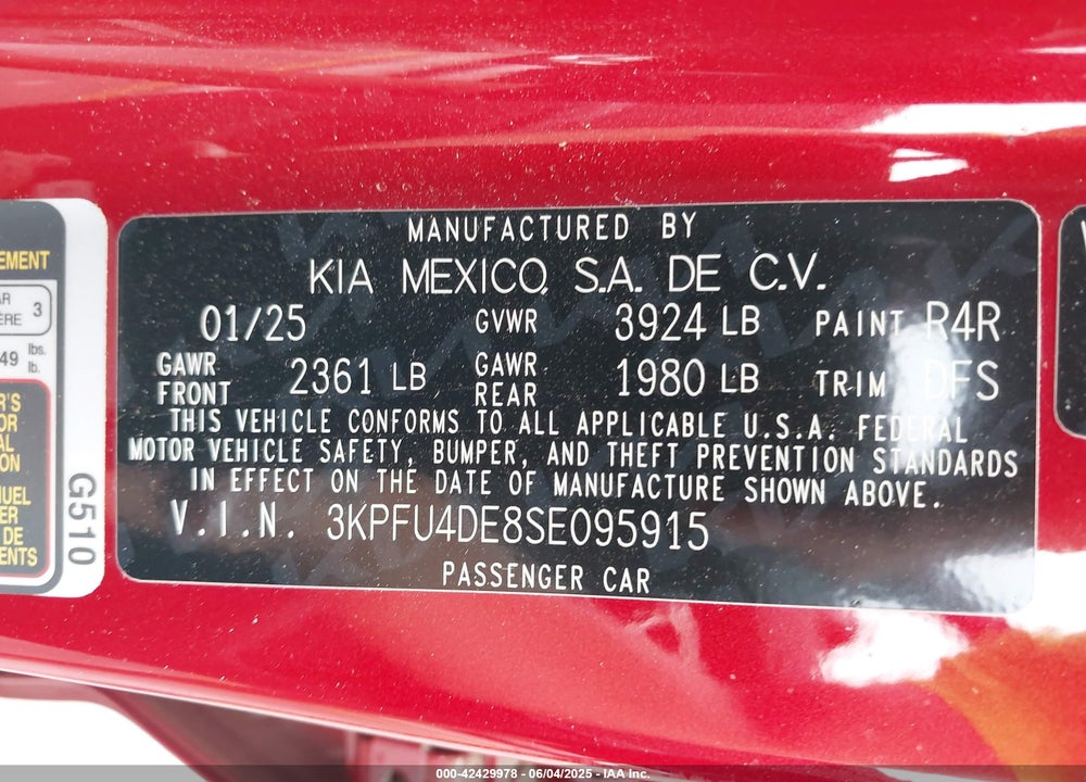 2025 KIA K4 VIN: 3KPFU4DE8SE095915