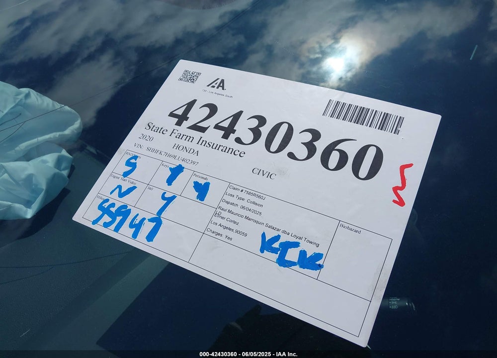 2020 HONDA CIVIC VIN: SHHFK7H69LU402397