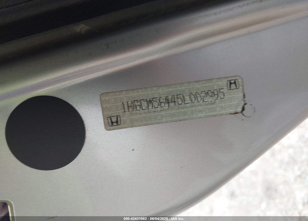 2005 HONDA ACCORD 2.4 LX VIN: 1HGCM56445L002995