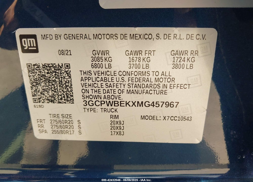 2021 CHEVROLET SILVERADO 1500 2WD SHORT BED CUSTOM VIN: 3GCPWBEKXMG457967