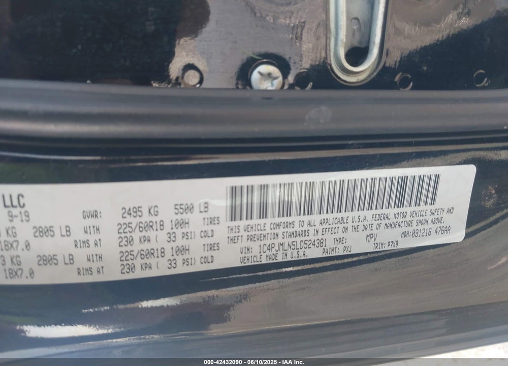 2020 JEEP CHEROKEE VIN: 1C4PJMLN5LD524381