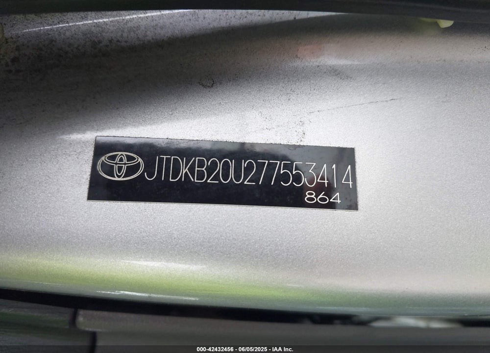 2007 TOYOTA PRIUS VIN: JTDKB20U277553414